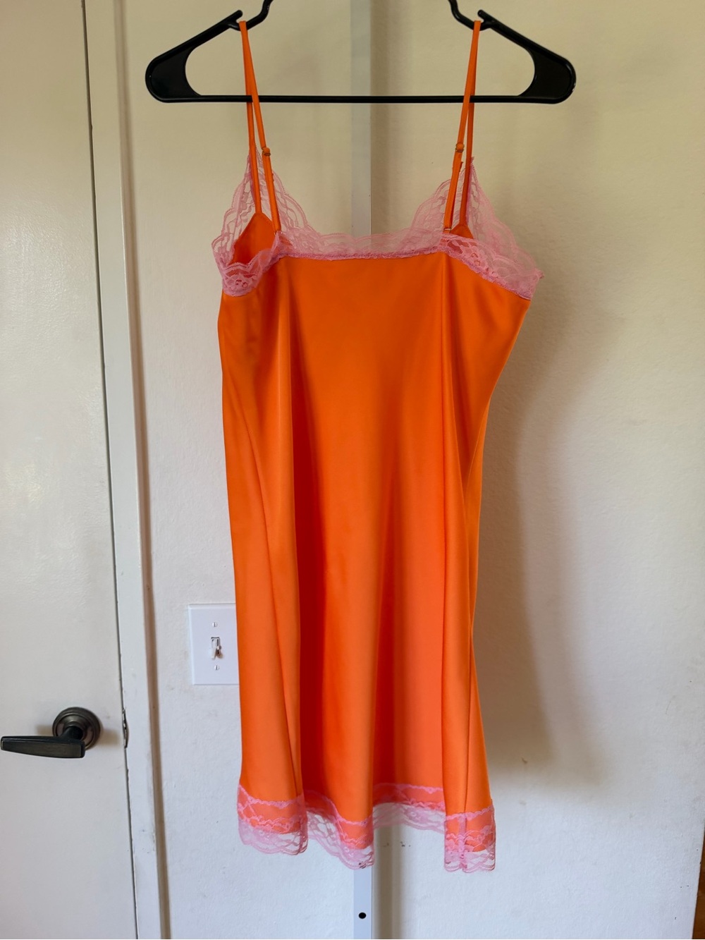 Show Me Your MuMu Orange Slip Dress with Pink Lace Trim - Picture 4 of 4